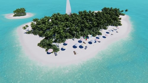 Tropical Island with a Sailing Boat.
