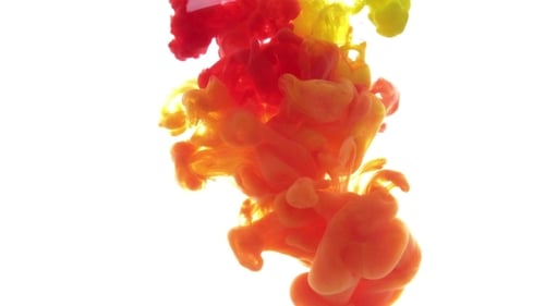 Red and Yellow Ink Mixing in Water