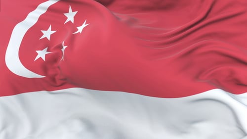 Photorealistic Waving Singapore Flag Animation