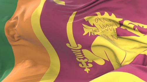 Sri Lanka National Flag Waving in Wind