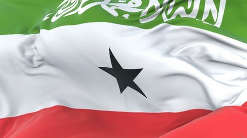 Somaliland National Flag Waving Against a Clear Blue Sky