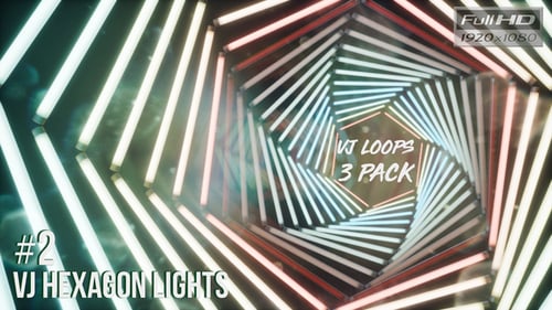 Dynamic Neon Hexagonal Tunnel Loop Background