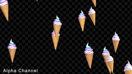 Seamless Loop of Falling Ice Cream Cones
