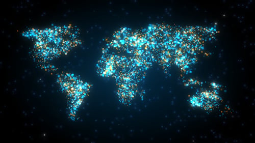 World Map Digital Rectangle Particles