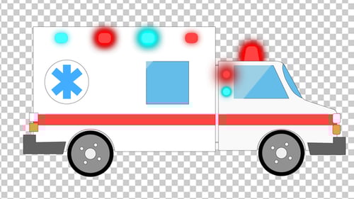 Flat Design Medical Ambulance With Flashing Lights Animation
