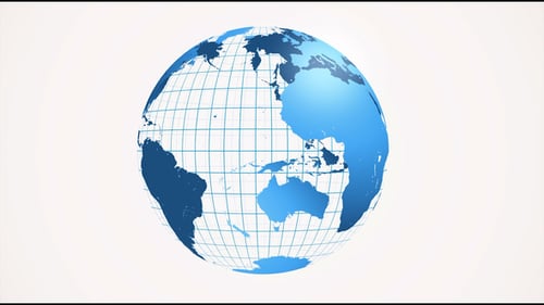 Animated Blue 3D Earth Globe Rotation with Alpha Channel