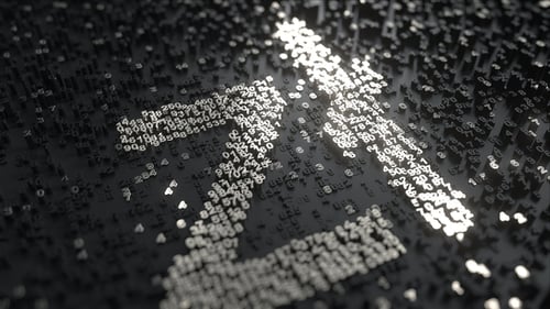 Polish Zloty Symbol Made of Metallic Numbers