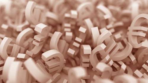Pile of Brown Euro Symbols
