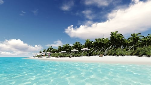 Deserted Tropical Island with a Sailboat