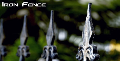 Close Up of Fence with Green Plants