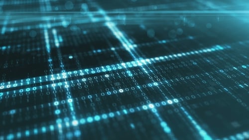 Abstract Blue Futuristic Background of Information Technology Binary Digital Data Code Seamless Loop