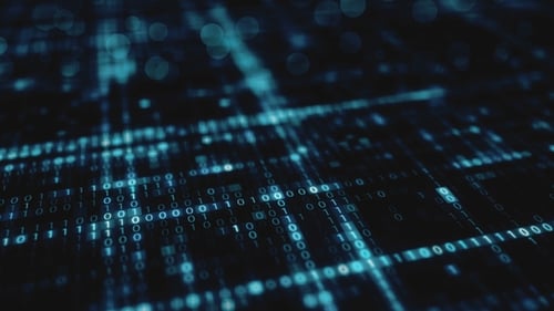 Abstract Blue Futuristic Background of Information Technology Binary Digital Data Code Seamless Loop