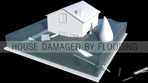 3D House Flooding Simulation Animation