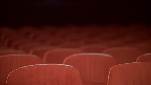 Empty Cinema Chair Before Premiere. Rows of Empty Seats in Movie Theatre