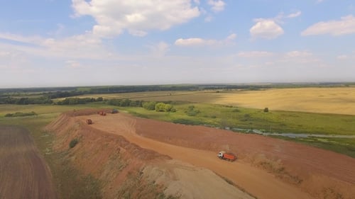 Aerial View on the New Road Construction Site