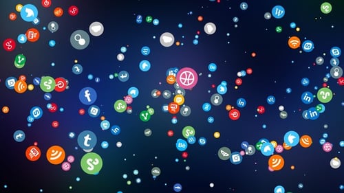 Floating Social Media Icons Network Connection Background