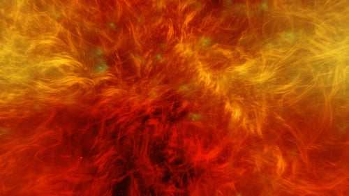 Travel Through Abstract Colorful Red and Yellow Space Nebula