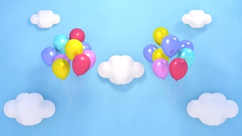 Colorful Balloons and Clouds Animation for Celebration Backgrounds