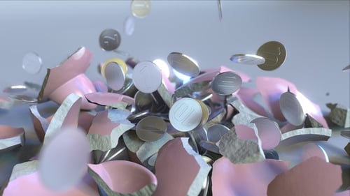 Breaking Piggy Bank Full of Coins