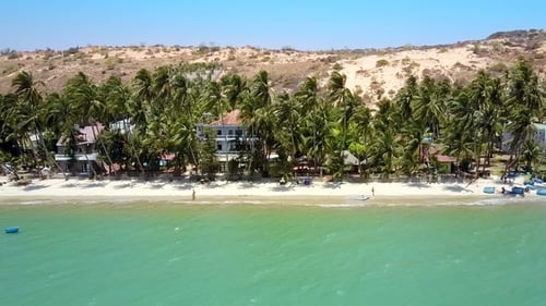Pictorial View Sand Beach Lined By Palms at Hills