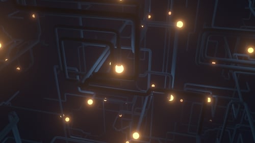 Abstract Futuristic Glowing Network Data Flow Background