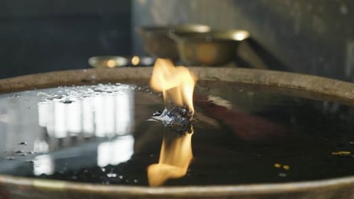 Candle in the Boudhanath. Kathmandu Valley, Nepal