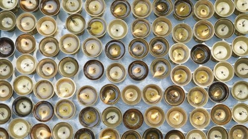 Burning Candles in Buddhist Temple in Kathmandu, Nepal.