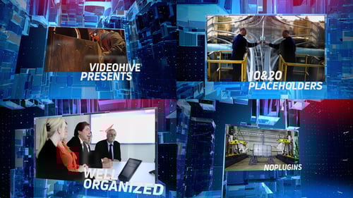 Modern Digital Business Slideshow with Animated Glass Blocks