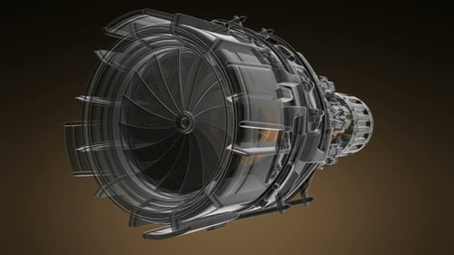 Rotate Jet Engine Turbine