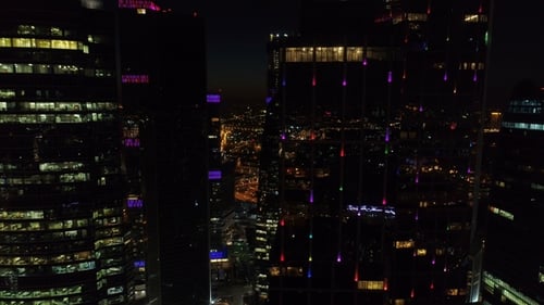 A Night Aerial Shot of Skyscrapers of Moscow International Business Centre