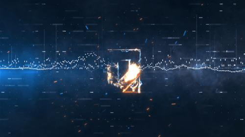 Dynamic Digital Logo Reveal with Energetic Particle Bursts