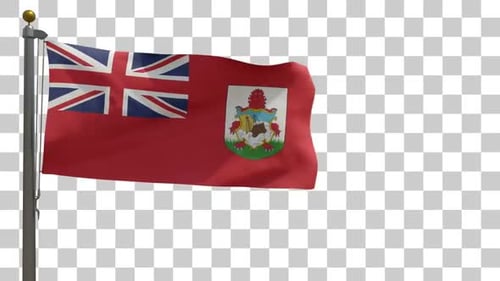 Bermuda Flag Waving on Transparent Alpha Channel