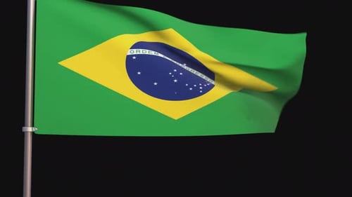 Realistic Brazilian Flag Waving Seamless Loop