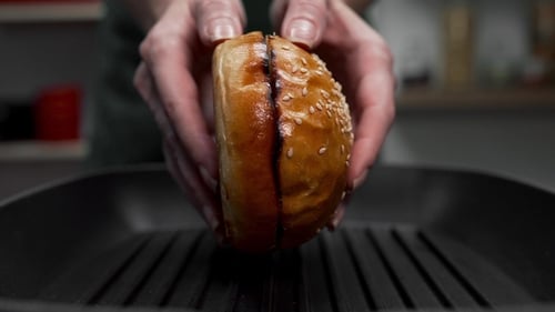 Burger Bun Sliced and Ready for the Grill