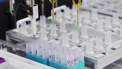 In the Laboratory Machine for Painting Cells for Their Detailed Consideration. The Robot Analyzes