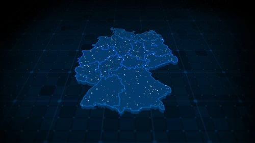 Digital Map of Germany with Data Points and Network Connections