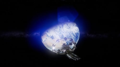 Station spatiale internationale en orbitant autour de la Terre en réalité virtuelle