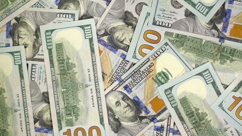 Close Up View of US One Hundred Dollar Bills