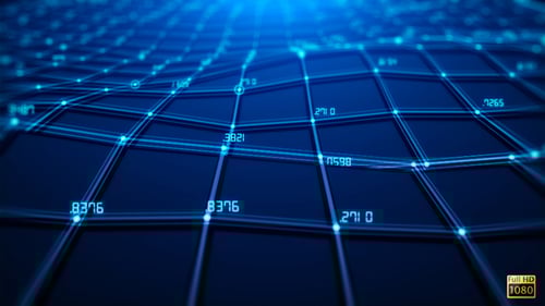 Abstract Futuristic Digital Network Grid with Connecting Data Points