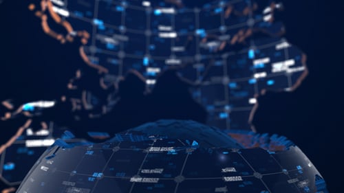 Digital Global Data Network Connection HUD Animation