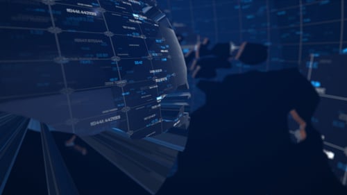 Futuristic Rotating Earth Data Grid Animation