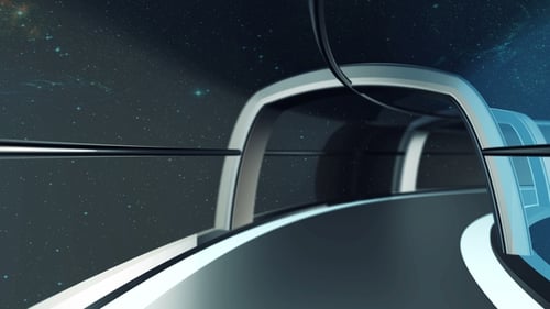 3D Computer Generated Trip in the Tunnel of the Spaceship.