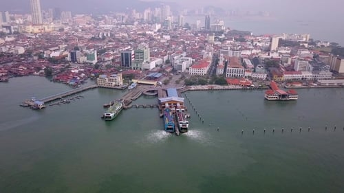 Aerial View of Georgetown on Penang Island, Malaysia