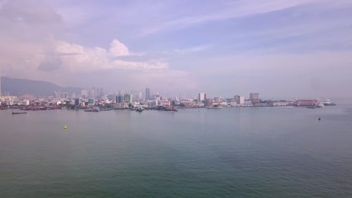 Aerial View of Georgetown on Penang Island, Malaysia