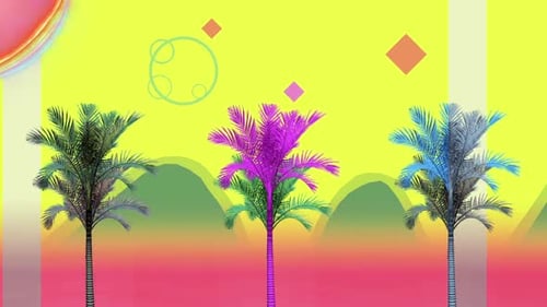 Vibrant Abstract Palm Trees Seamlessly Scrolling Loop Background