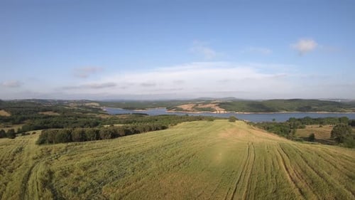 Pastoral Vista: Aerial View of Green Field