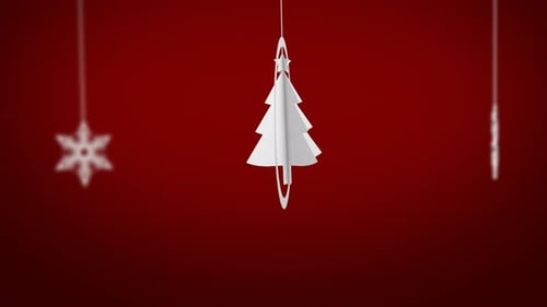 Elegant Hanging Paper Christmas Tree and Snowflake Ornaments