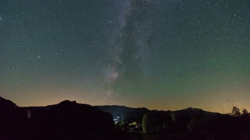 The Milky Way Galaxy moving over mountain landscape in Pyrenees, Janovas, Spain