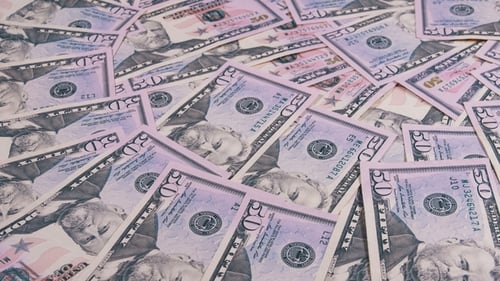 Pile of Fifty Dollar Bills Money