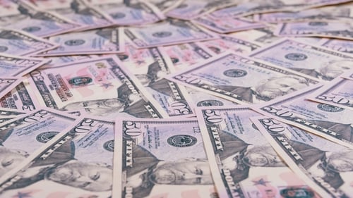 Pile of American Fifty Dollar Bills